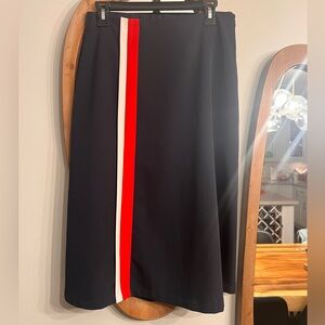 Stylish Navy A-Line Skirt with Red and White Stripe